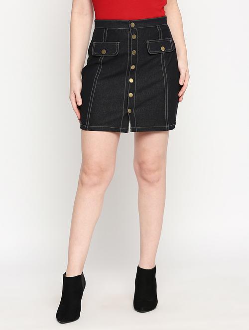 high rise denim skirt - 17588287 - Standard Image - 0