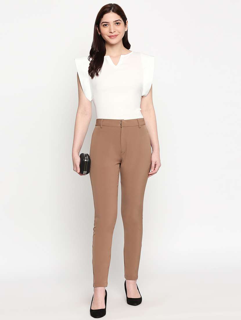 high rise flat front trouser  - 17589099 -  Standard Image - 3
