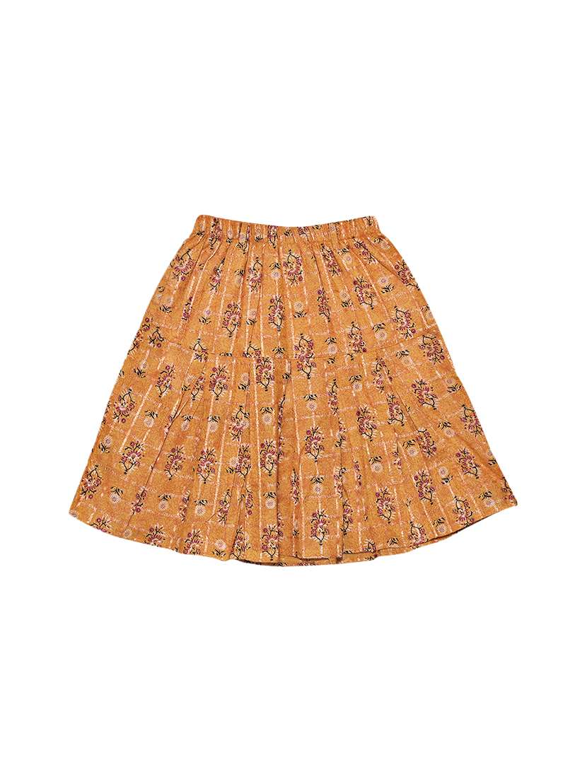 yellow cotton flared skirt
