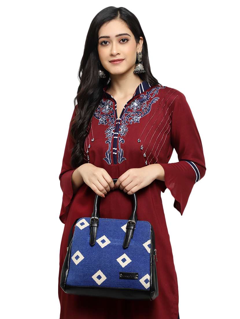 blue leatherette (pu) handbag - 17590371 -  Standard Image - 5