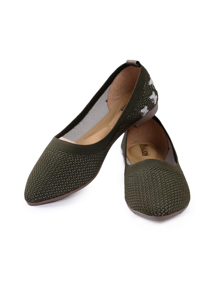 green fabric slip on ballerina - 17590632 - Standard Image - 3