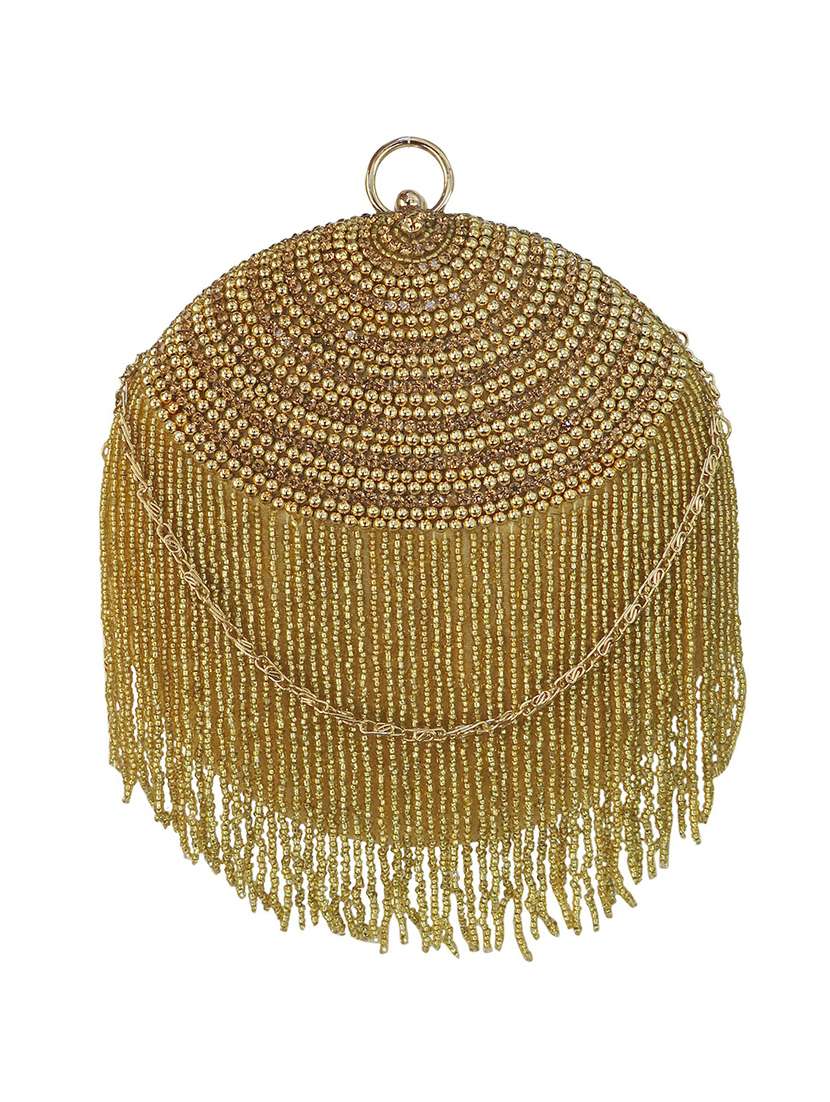 Gold Silk Box Clutch