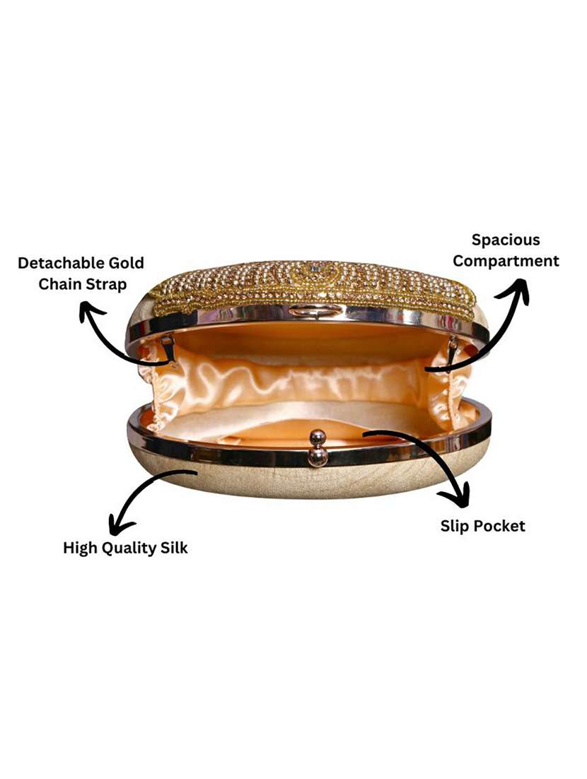 Gold Silk Box Clutch