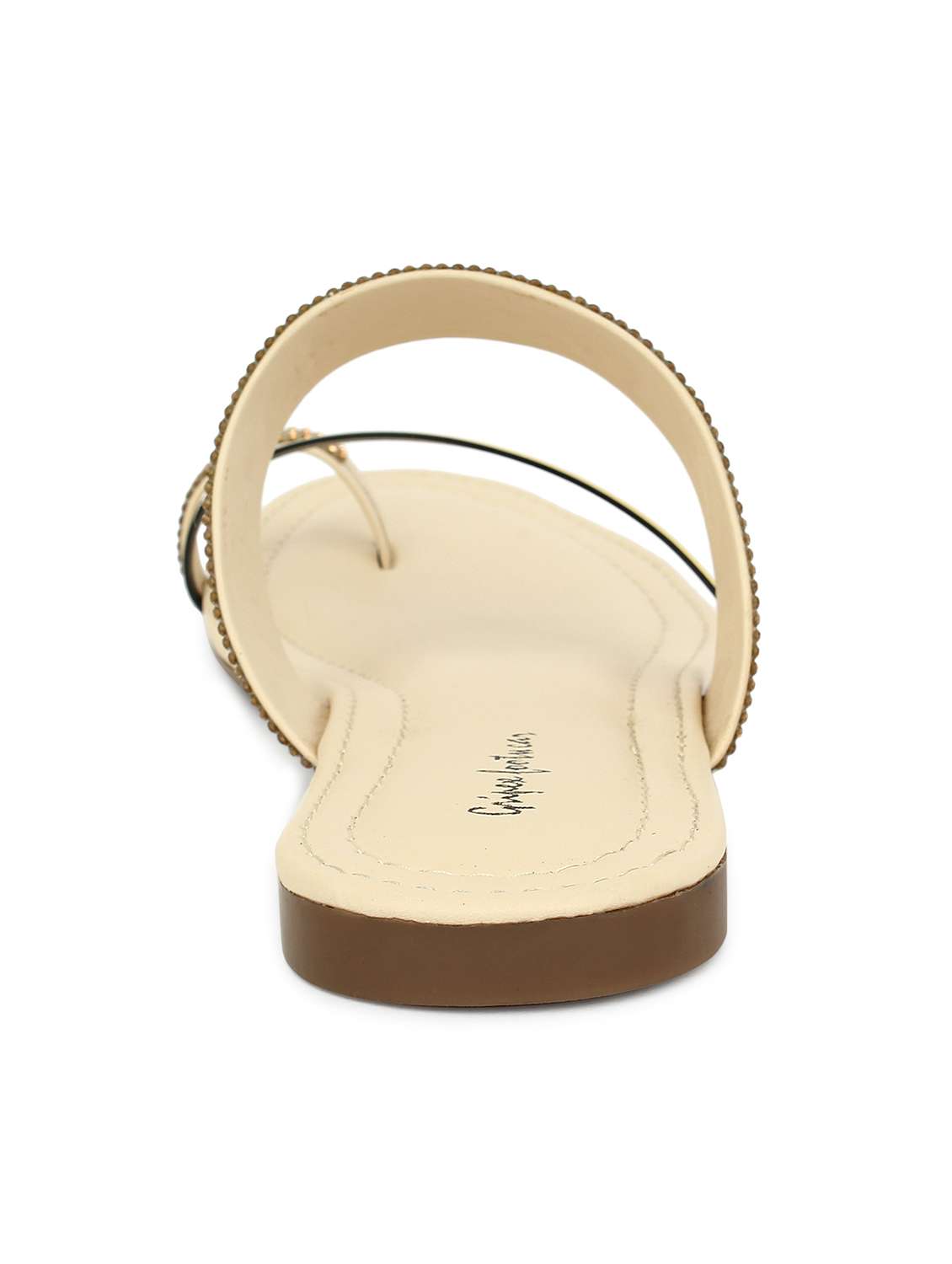 beige synthetic slip on kolhapuris - 17591885 -  Standard Image - 3