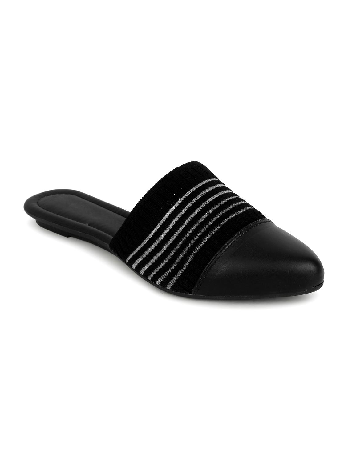black synthetic slip on sandals - 17591888 -  Zoom Image - 0