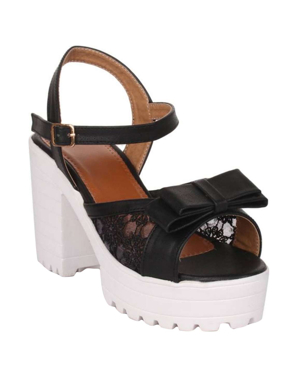 black synthetic slip on sandals - 17591983 -  Zoom Image - 0