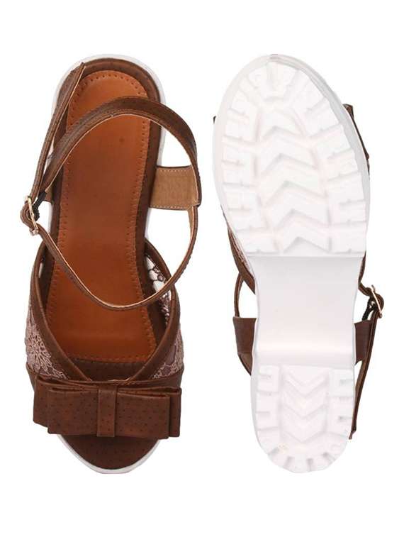 brown synthetic slip on sandals - 17591985 -  Standard Image - 3