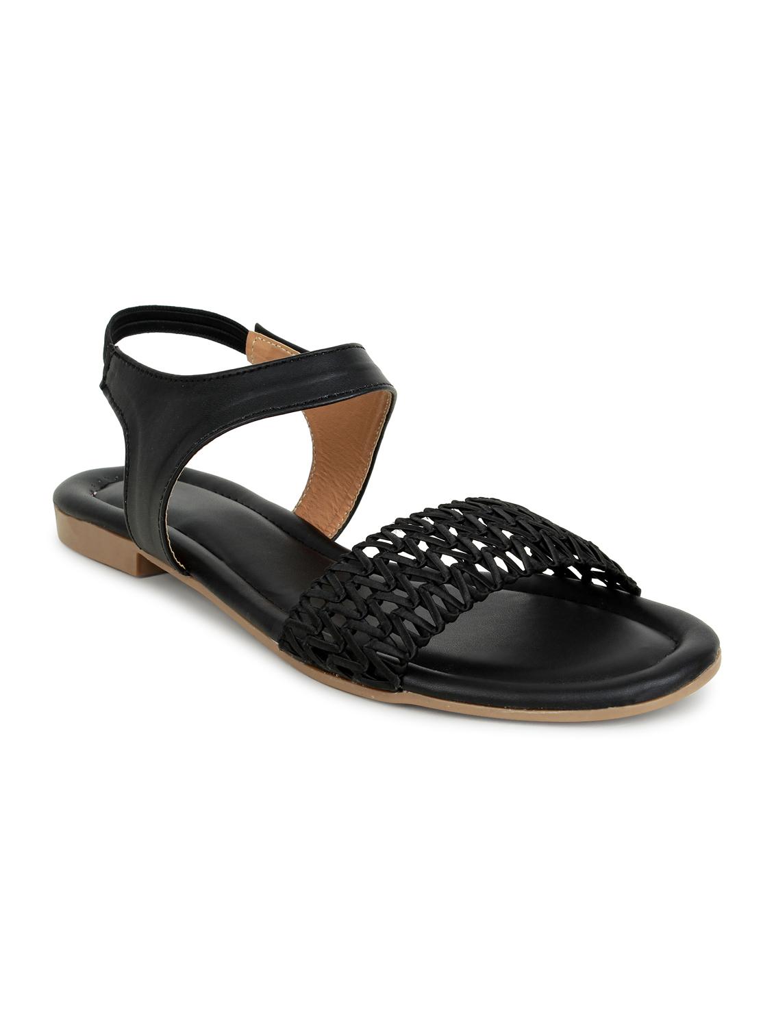 black synthetic slip on sandals - 17592188 -  Zoom Image - 0