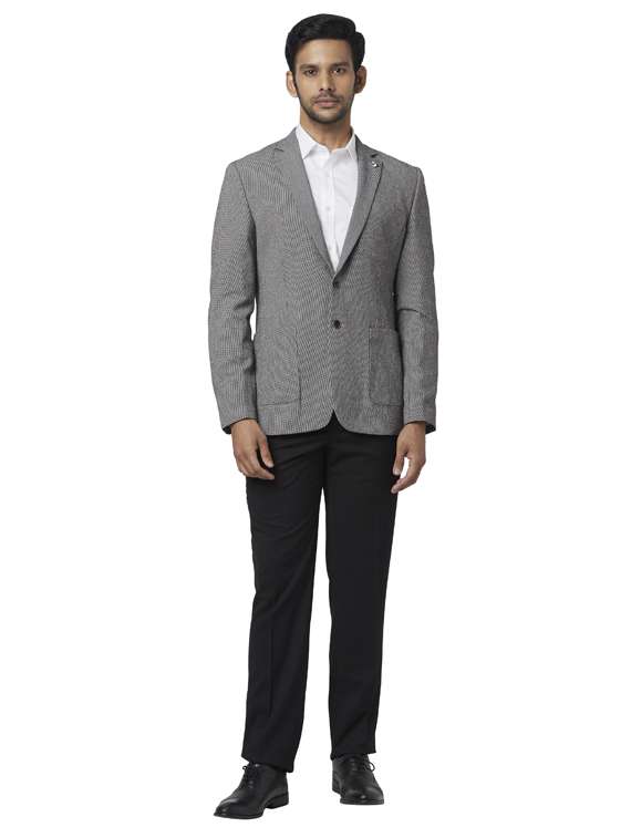 grey self design single breasted formal blazer - 17592325 -  Standard Image - 3