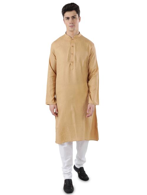 beige jacquard long kurta - 17592427 -  Standard Image - 0