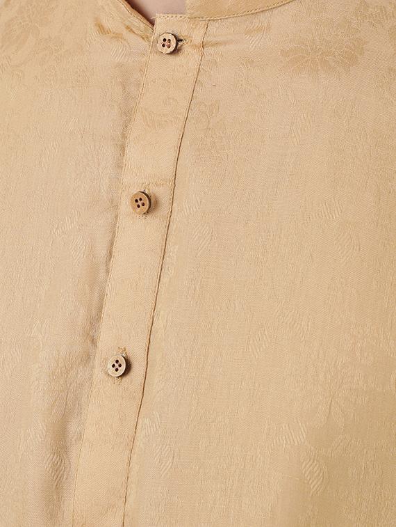 beige jacquard long kurta - 17592427 - Standard Image - 3