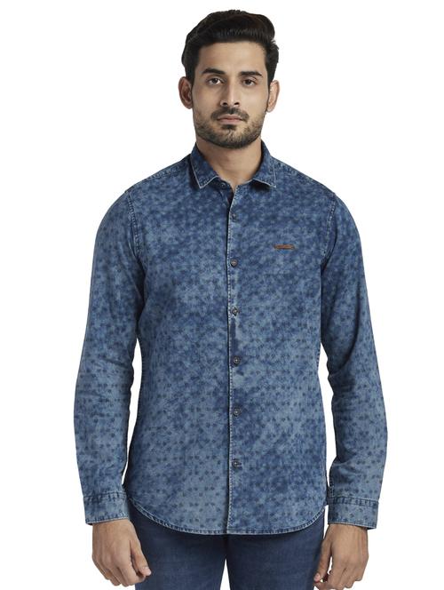blue printed casual shirt - 17592434 - Standard Image - 0