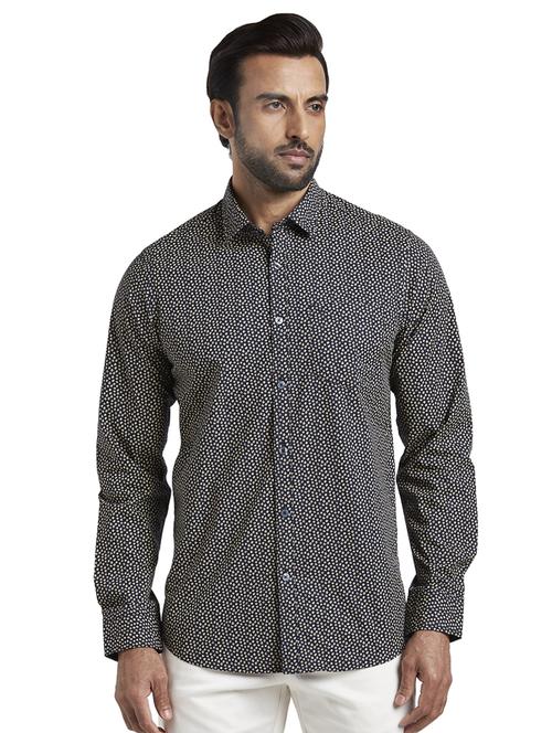 navy blue printed casual shirt - 17592442 -  Standard Image - 0
