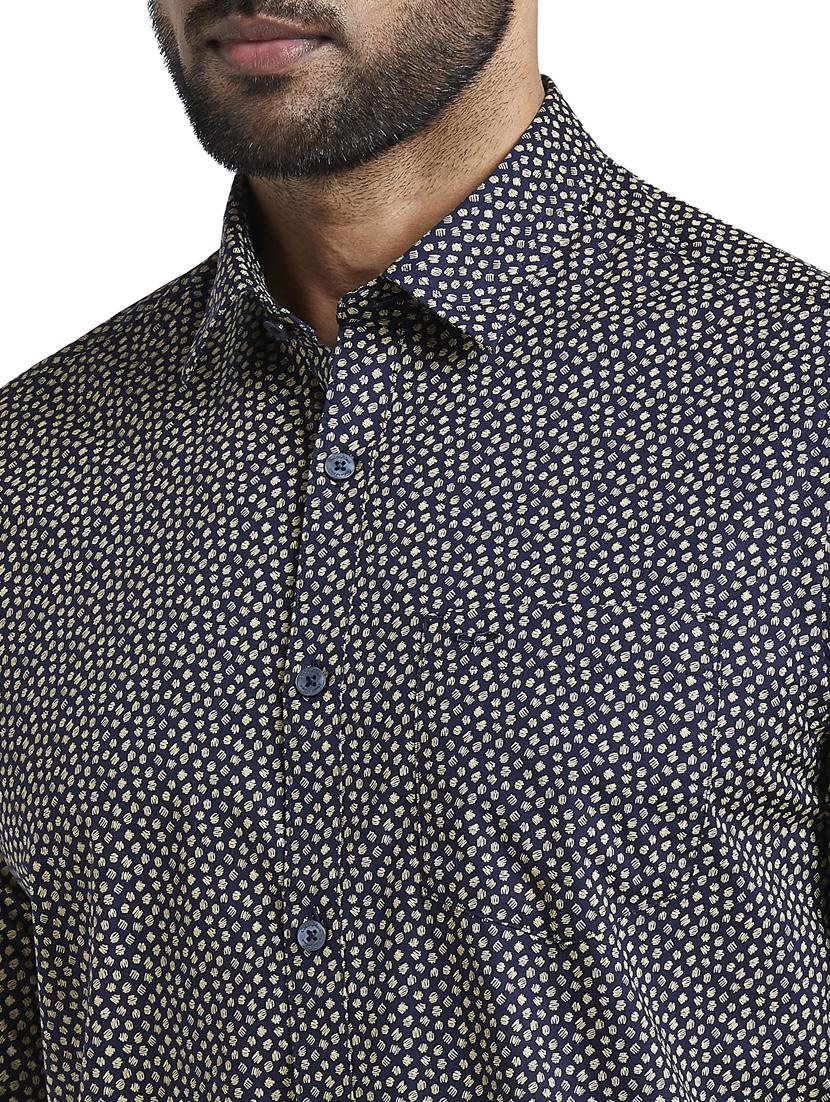 navy blue printed casual shirt - 17592442 - Standard Image - 3
