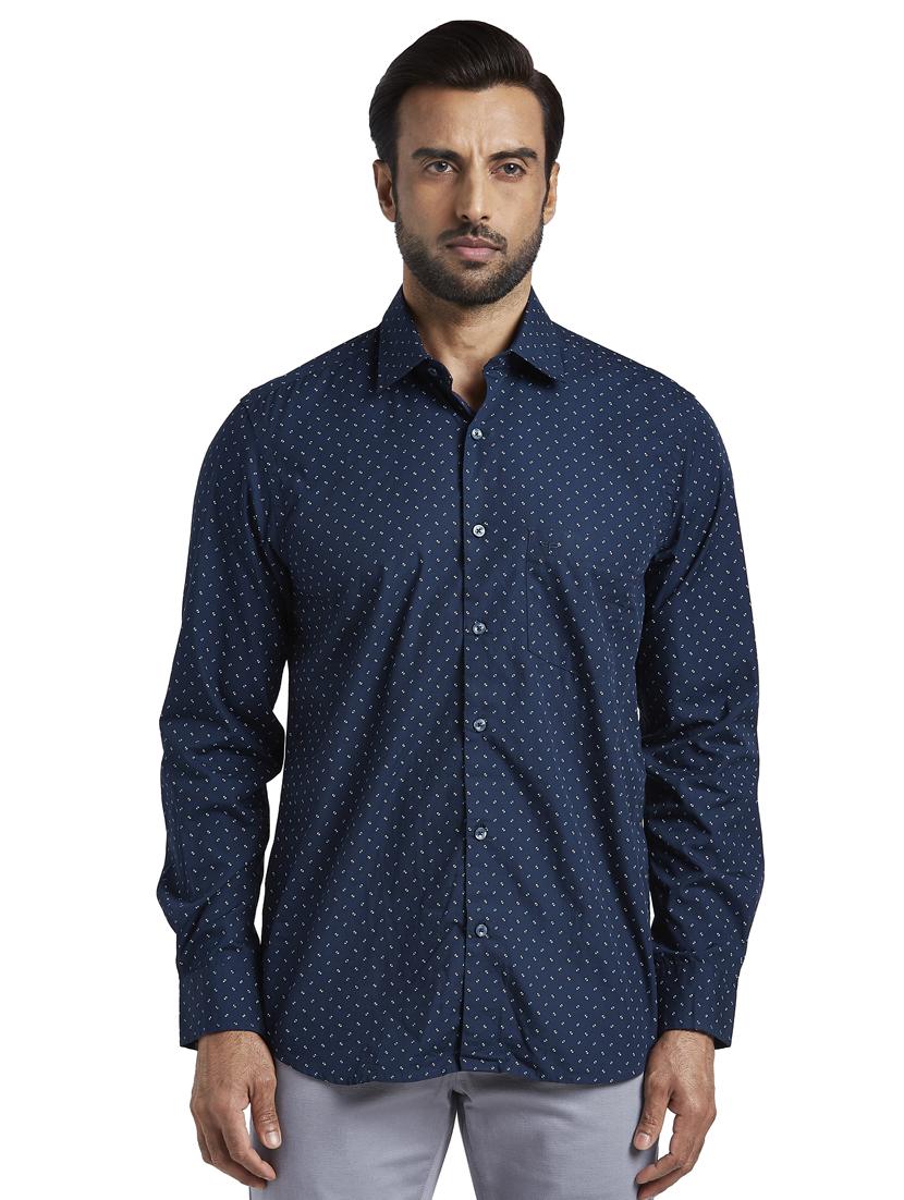 navy blue printed casual shirt - 17592452 - Zoom Image - 0