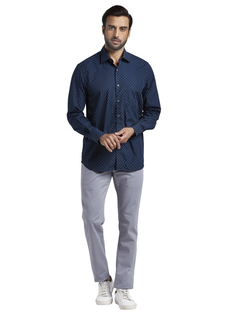 navy blue printed casual shirt - 17592452 - Standard Image - 3