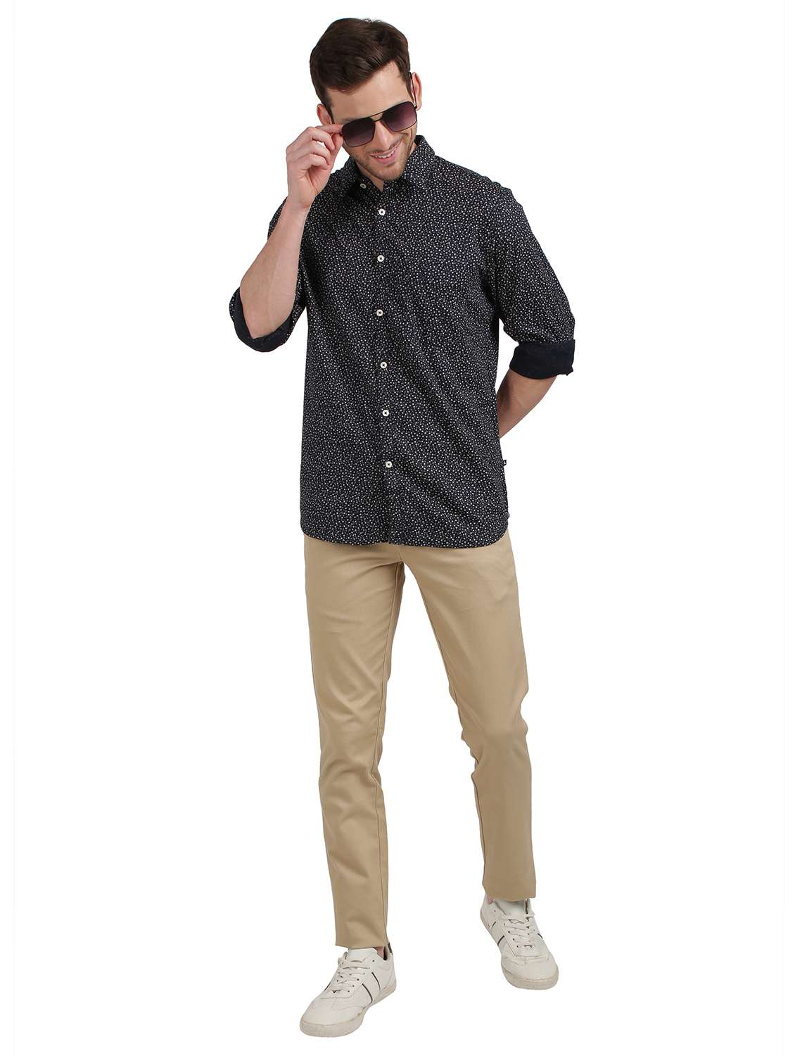 navy blue printed casual shirt - 17592541 - Standard Image - 3