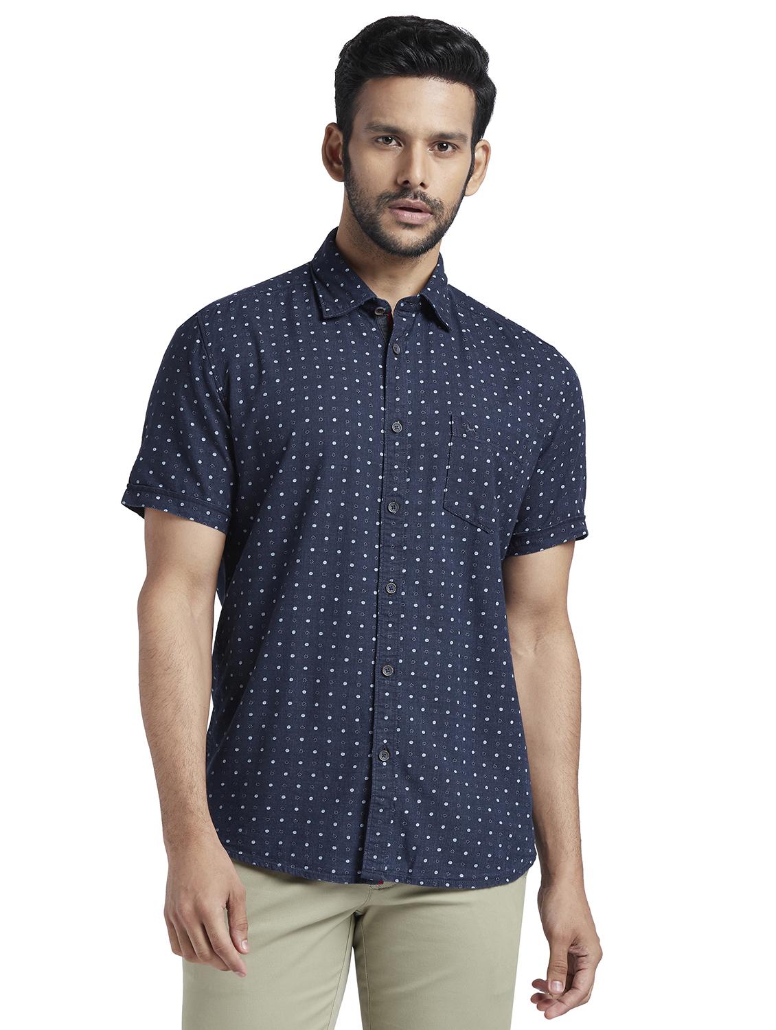 navy blue printed casual shirt - 17592550 - Zoom Image - 0