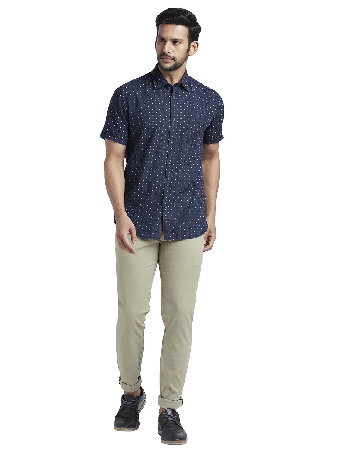 navy blue printed casual shirt - 17592550 - Standard Image - 3