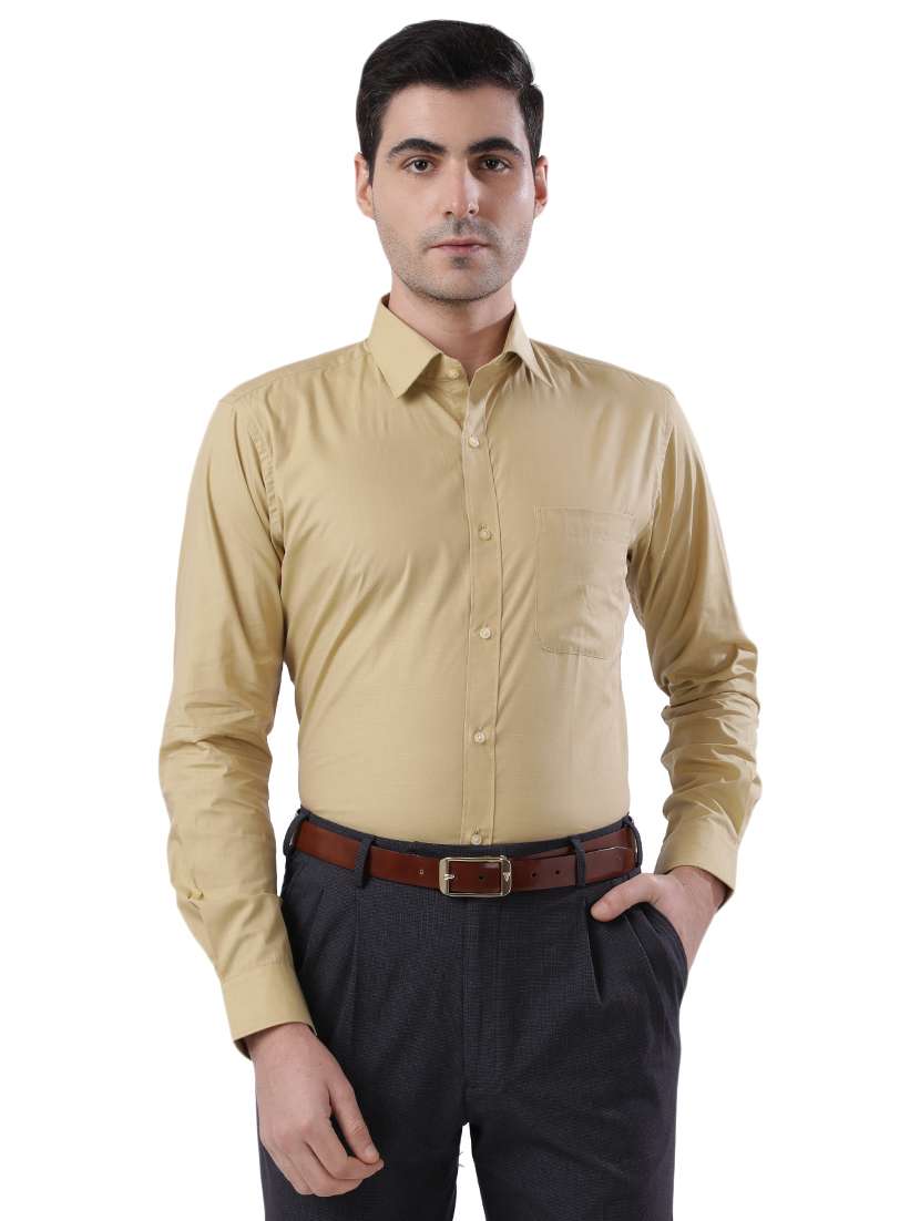 beige solid formal shirt - 17592564 - Zoom Image - 0