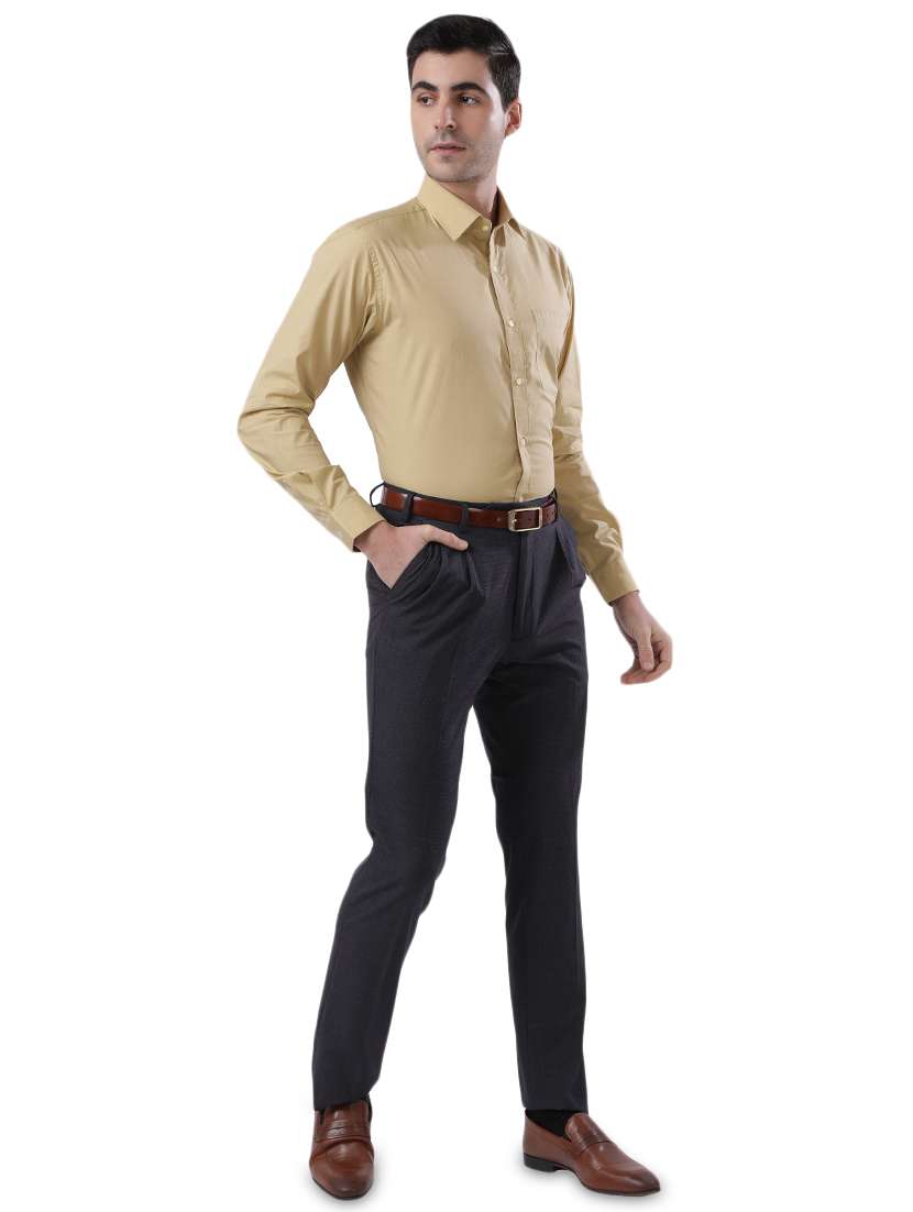 beige solid formal shirt - 17592564 - Standard Image - 3