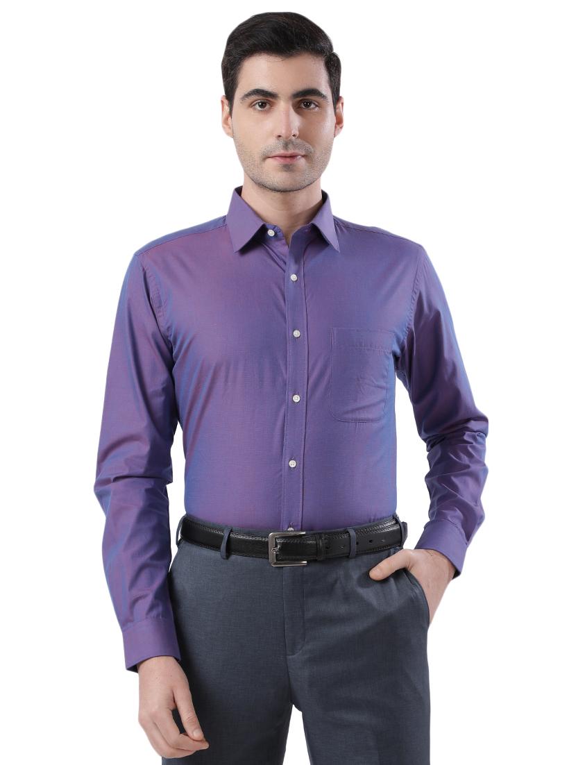 blue solid formal shirt - 17592570 -  Zoom Image - 0