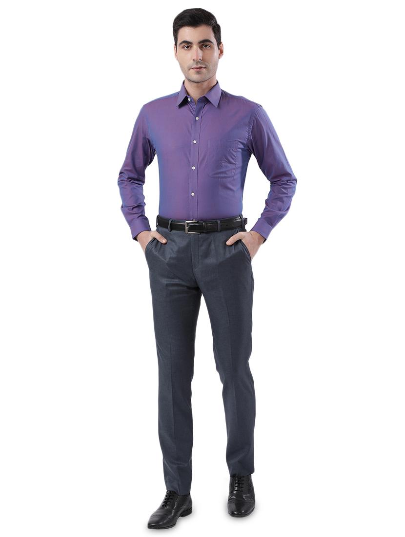 blue solid formal shirt - 17592570 - Standard Image - 3