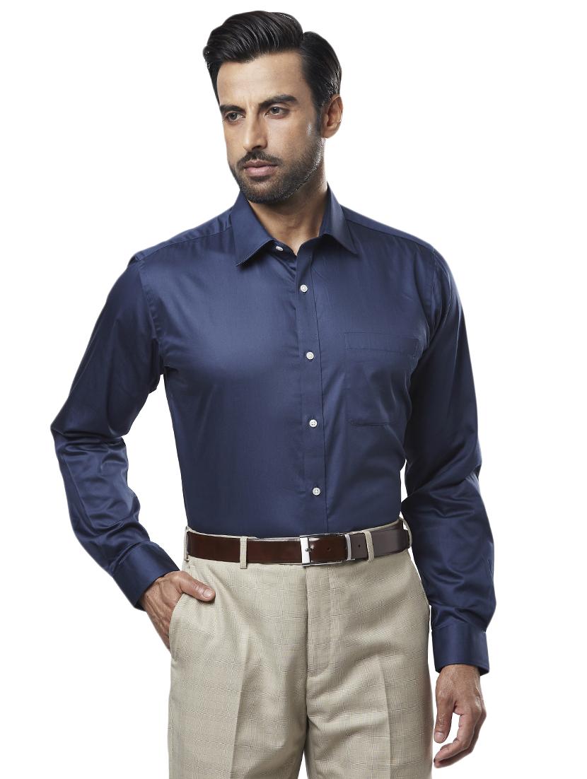navy blue solid formal shirt - 17592577 - Zoom Image - 0