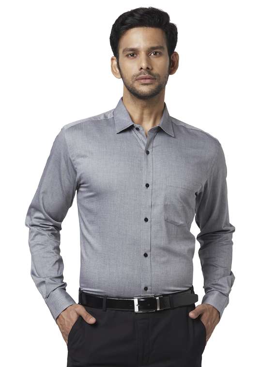 grey solid formal shirt - 17592601 - Zoom Image - 0