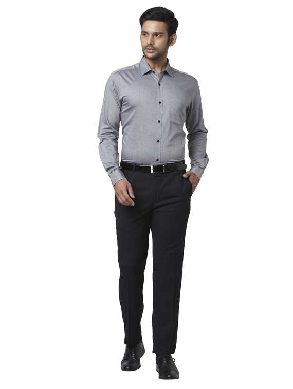 grey solid formal shirt - 17592601 - Standard Image - 3