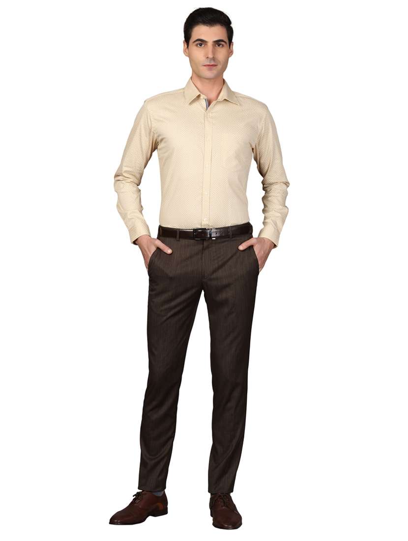 beige self design formal shirt - 17592638 -  Standard Image - 3