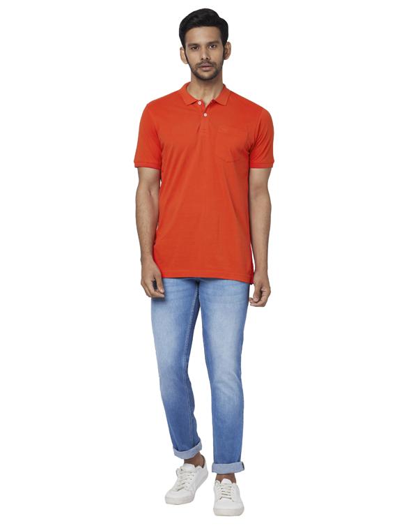 orange solid polo t-shirt - 17592644 - Standard Image - 3