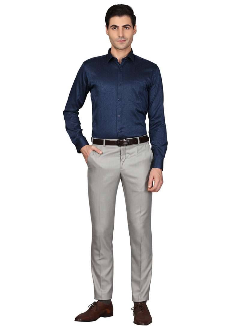 navy blue self design formal shirt - 17592711 - Standard Image - 3