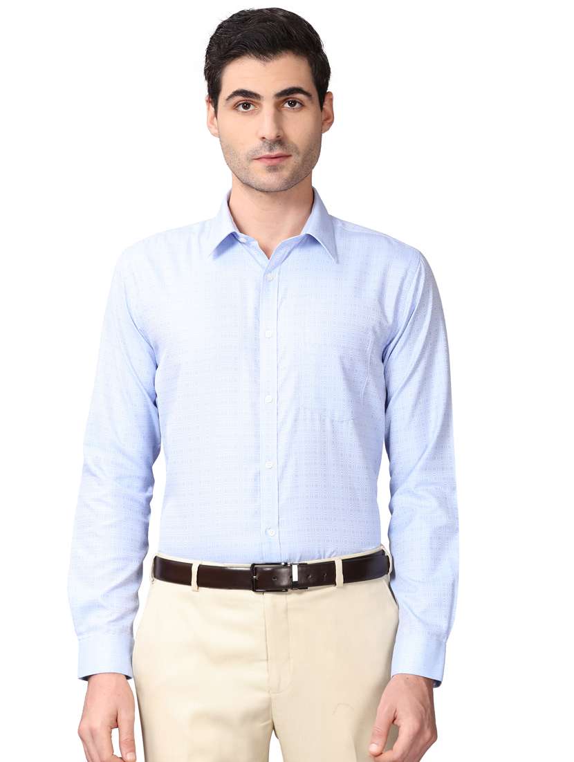 light blue printed formal shirt - 17592743 -  Zoom Image - 0