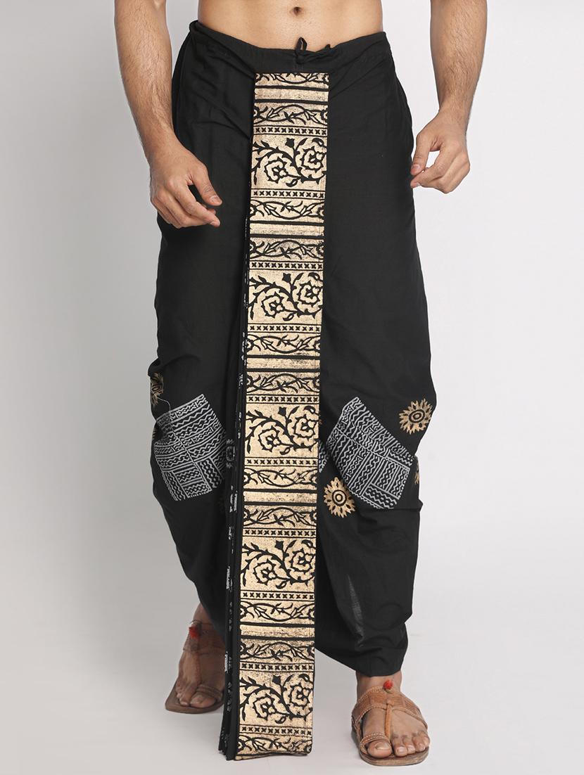 black printed dhoti - 17592774 - Zoom Image - 0