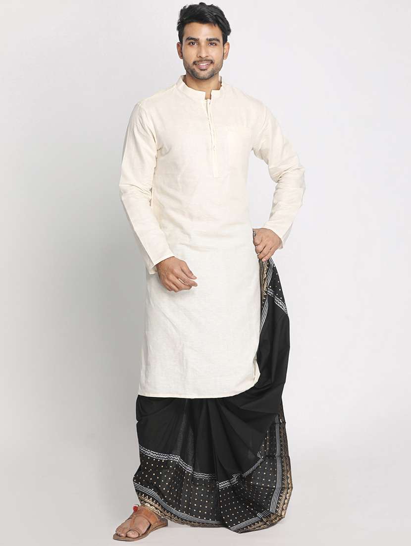 black cotton dhoti - 17592775 -  Standard Image - 3