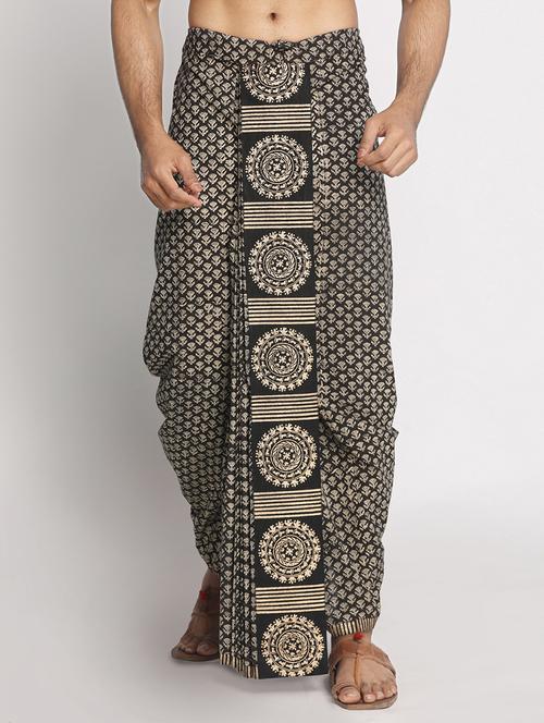 black printed dhoti - 17592777 -  Standard Image - 0