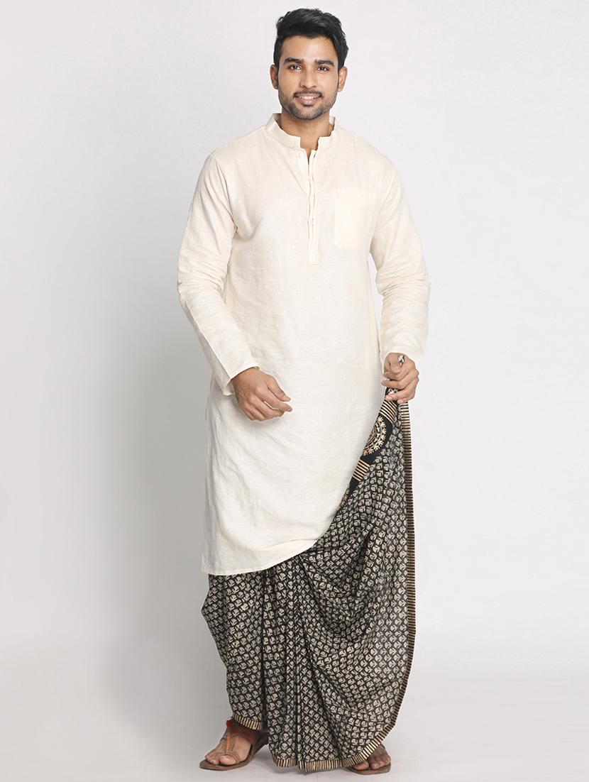 black printed dhoti - 17592777 - Standard Image - 3