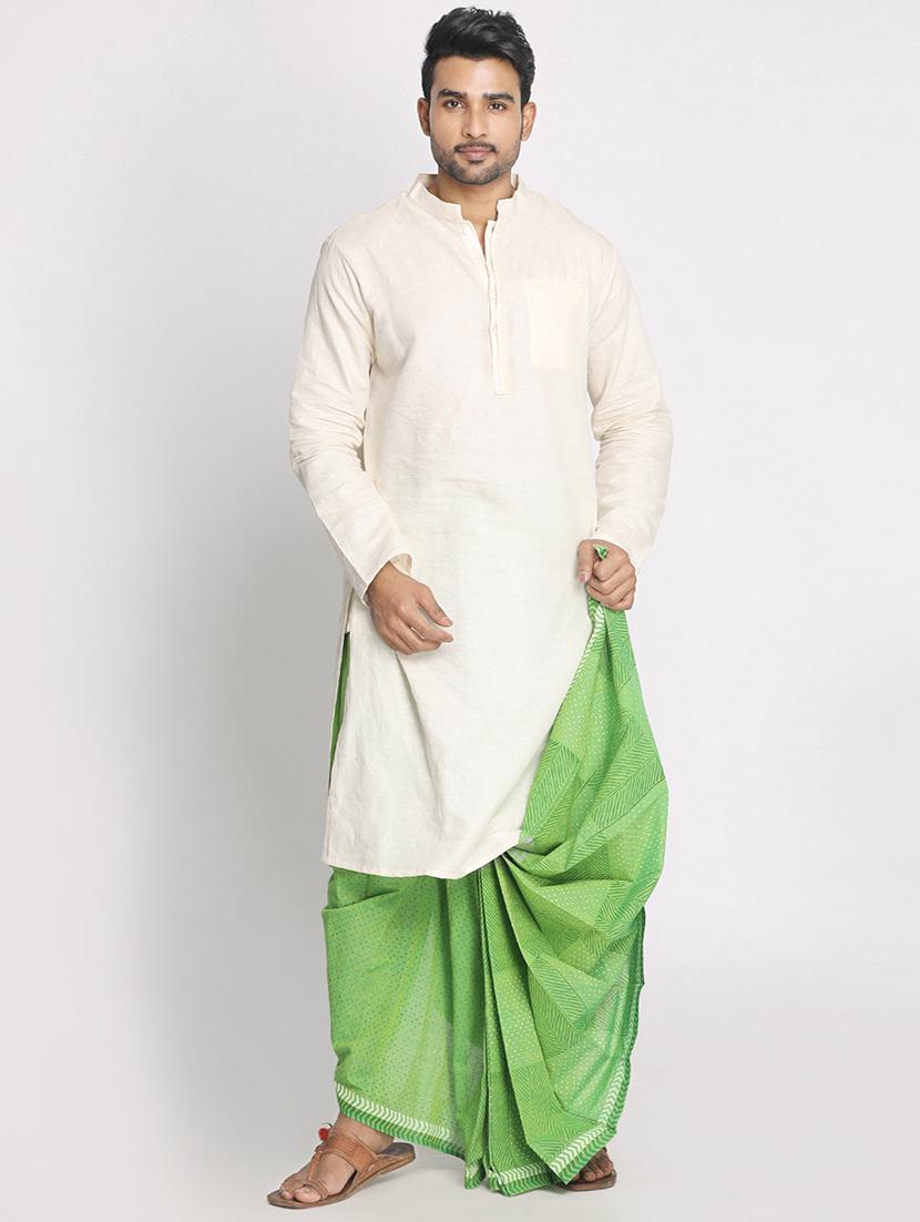 green cotton dhoti - 17592778 - Standard Image - 3