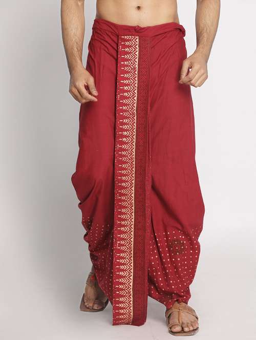 maroon printed dhoti - 17592781 - Standard Image - 0