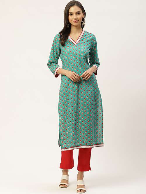 printed kurta pant set - 17594206 -  Standard Image - 0