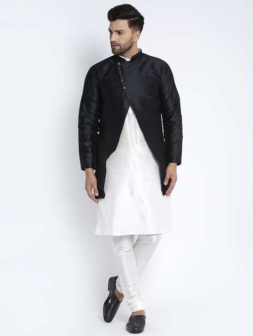 white self design sherwani ethnic wear set - 17594242 - Standard Image - 0