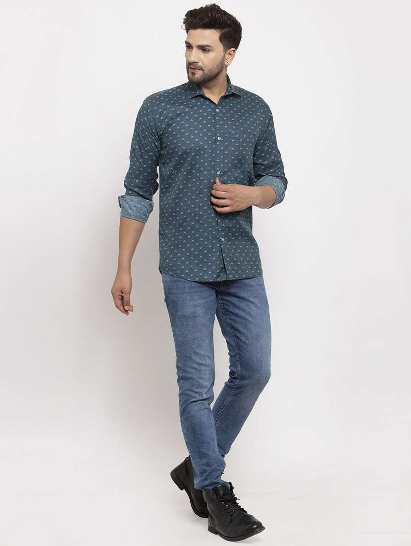 teal ditsy floral casual shirt - 17594348 - Standard Image - 3