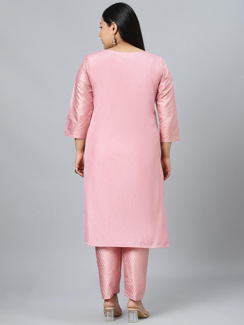 pink art silk kurta pant set - 17594653 - Standard Image - 3