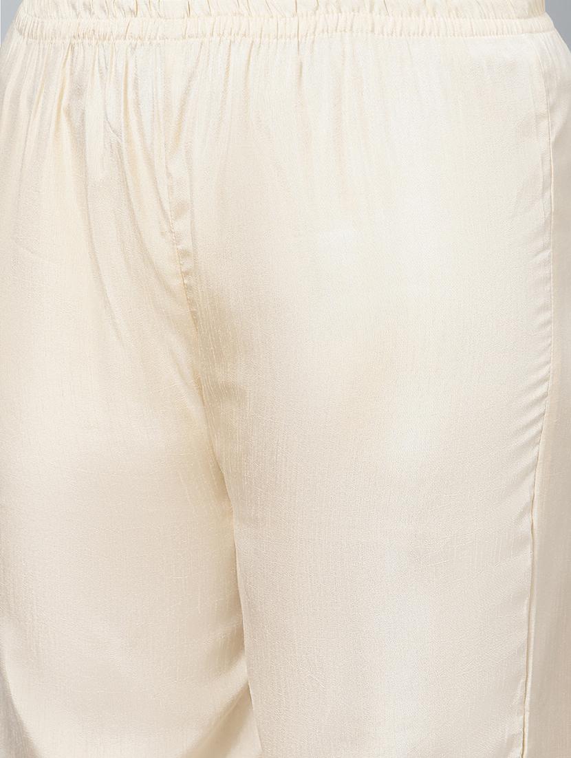 cream art silk kurta palazzo set - 17594657 - Standard Image - 5