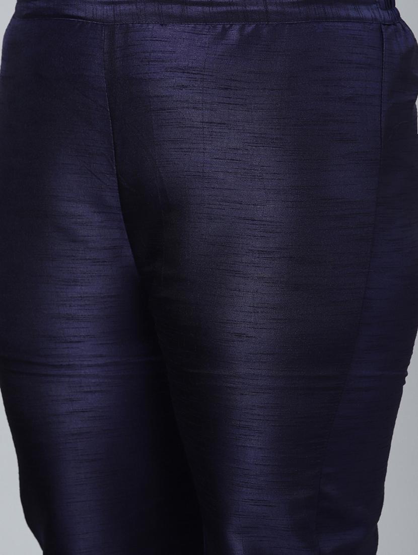 navy art silk kurta pant set - 17594665 - Standard Image - 5
