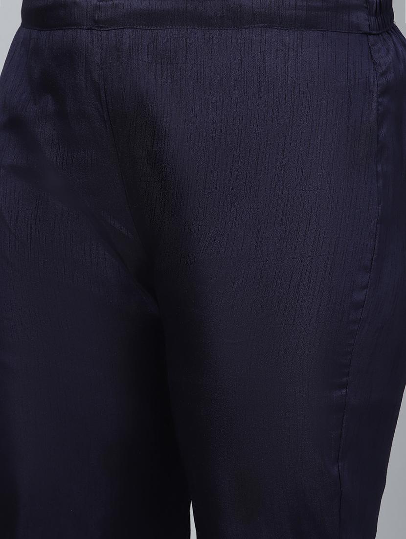 navy art silk kurta pant set - 17594668 - Standard Image - 5
