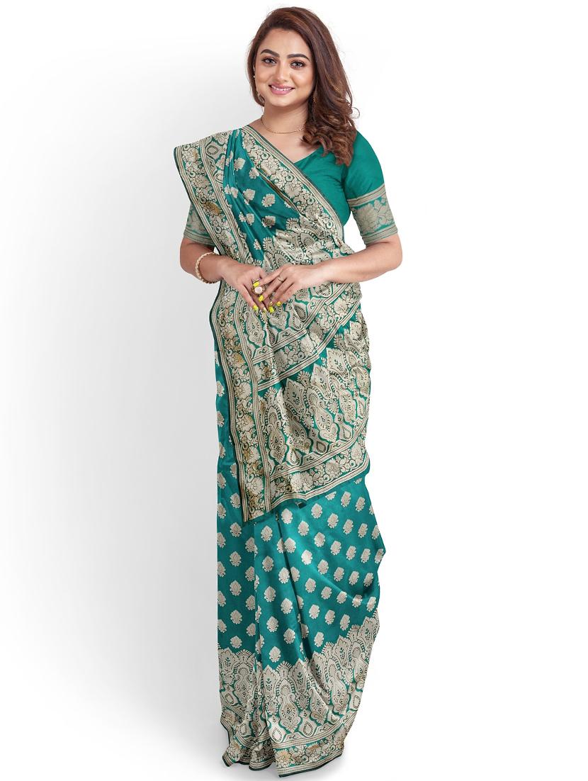 jacquard woven saree with blouse - 17595100 - Zoom Image - 0