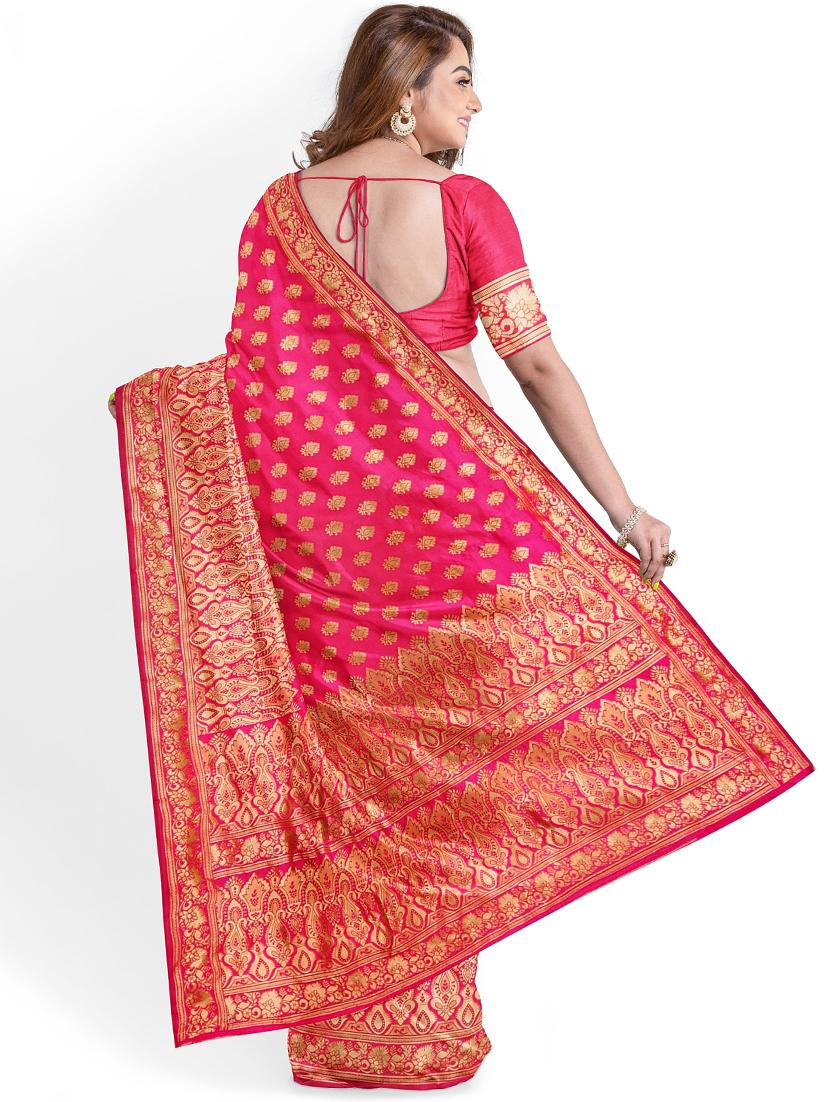 jacquard woven saree with blouse - 17595102 - Standard Image - 3