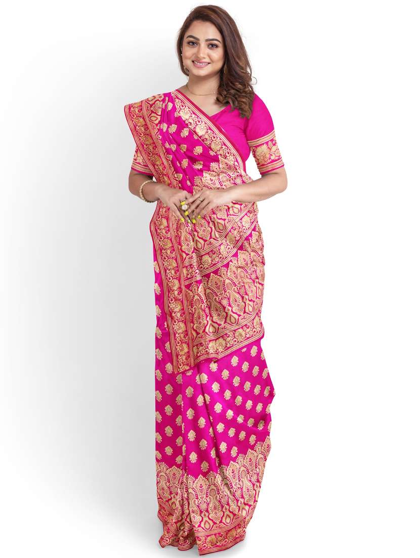 jacquard woven saree with blouse - 17595103 - Zoom Image - 0